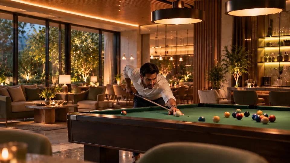 Clubhouse lounge with billiards